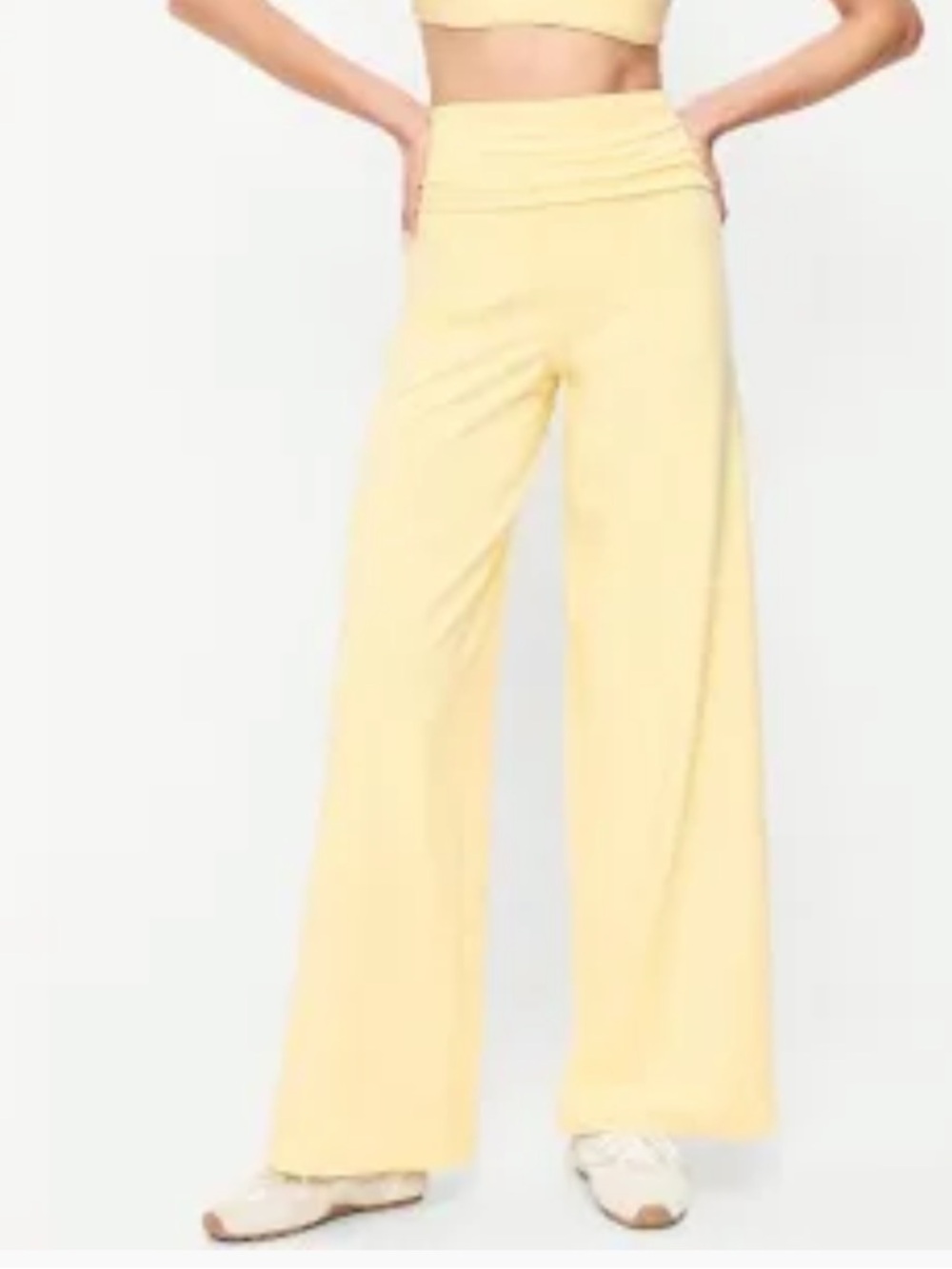 Old Navy High-Rise Wide-Leg Knit Pants in Soft Yellow- BRAND NEW